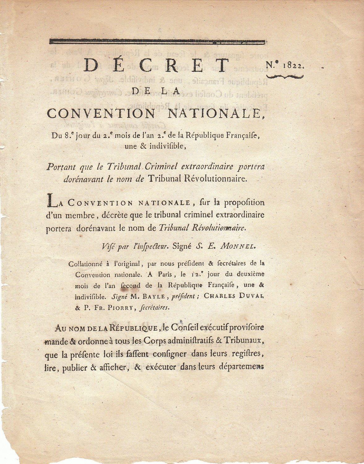 Décret de la Convention nationale, du 8.e jour du 2.e mois de l'an 2.e ...