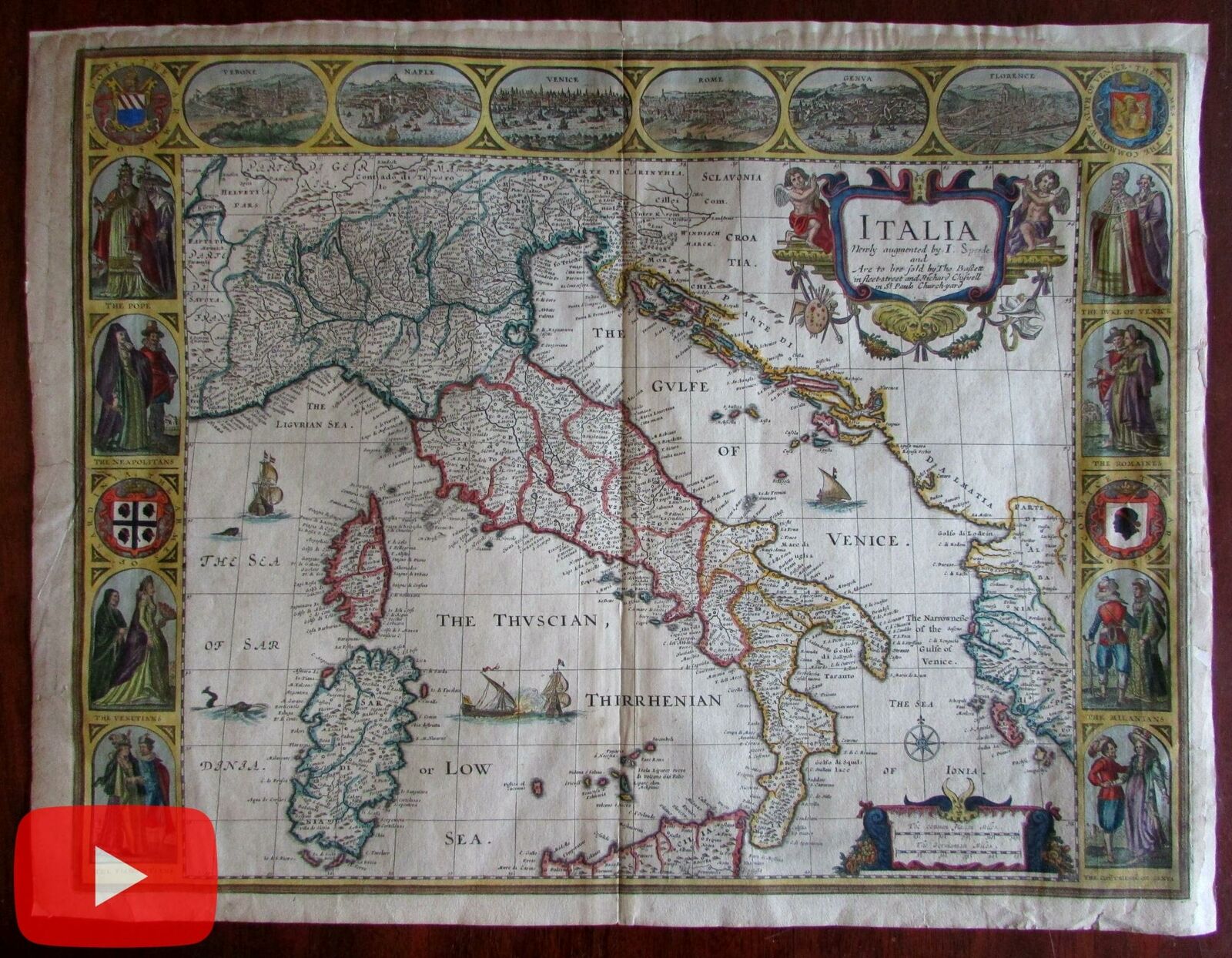 Antique Map Of Italy Italy Italia 1676 Speed Map Carte-A-Figures Beautiful Antique Map Old  Color: (1676) Karte | Raremapsandbooks