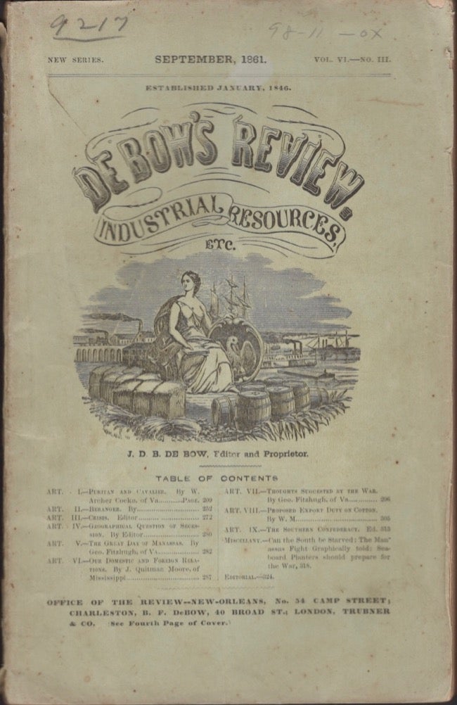 De Bow's Review. Industrial Resources, etc. Vol. VI. No. III. September