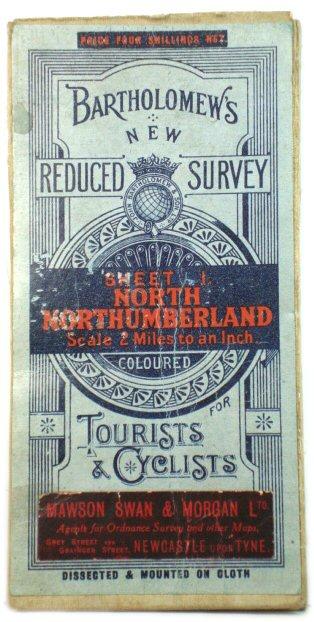 cloth Northumberland  Bartholomew's reduced survey 2 miles per inch sheet N 