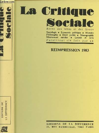 La critique sociale  Revue des idées et des livres (Sociologie
