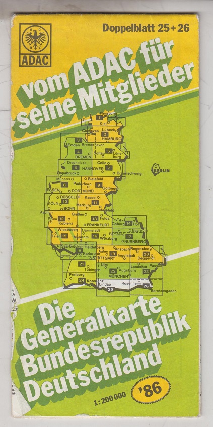 Kolorierte Landkarte ADAC Straßenkarte Norddeutschland Für Mitglieder des ADAC 