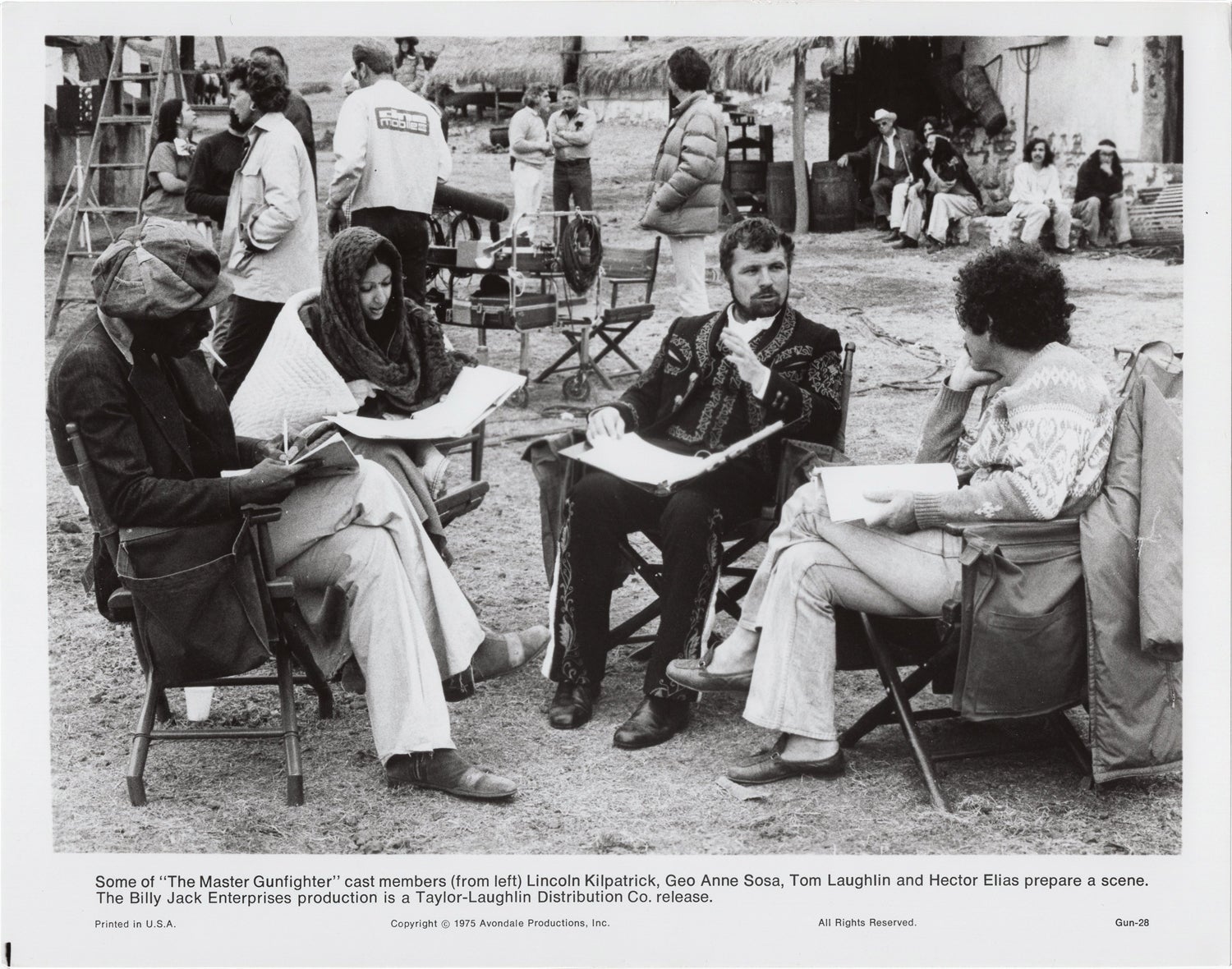 The Master Gunfighter (Two original photographs from the set of the 1975  film) by Tom Laughlin (director, screenwriter, starring); Ron O'Neal,  Lincoln Kilpatrick, Geo Anne Sosa, Barbara Carrera (starring) | Royal Books,