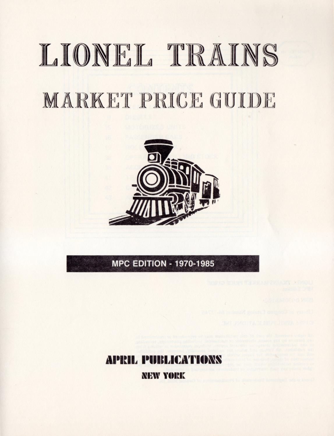 Lionel Trains 1986 Market Price Guide MPC Edition, Lionel Items 1970