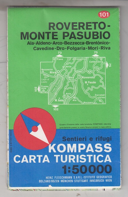 Kompass Carta Touristica: Rovereto - Monte Pasubio. Blatt 101. Kolorierte Karte / Landkarte. - Fleischmann, Heinz