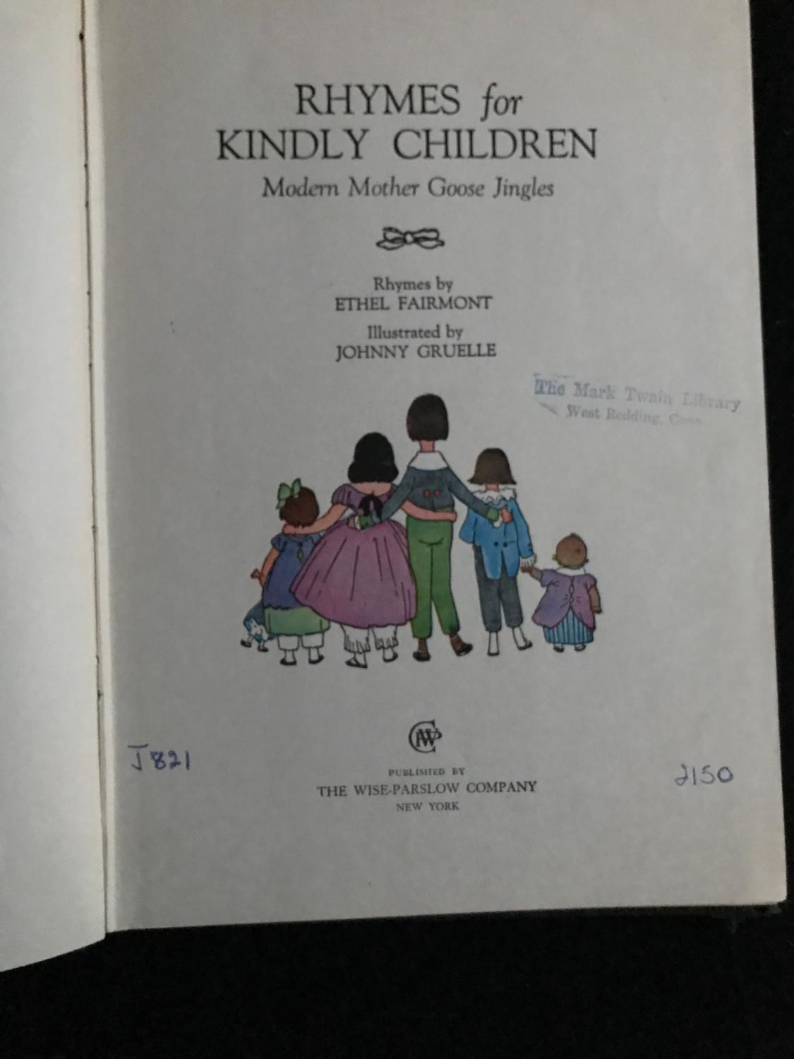 Rhymes for Kindly Children (Signed by Author) by Fairmont
