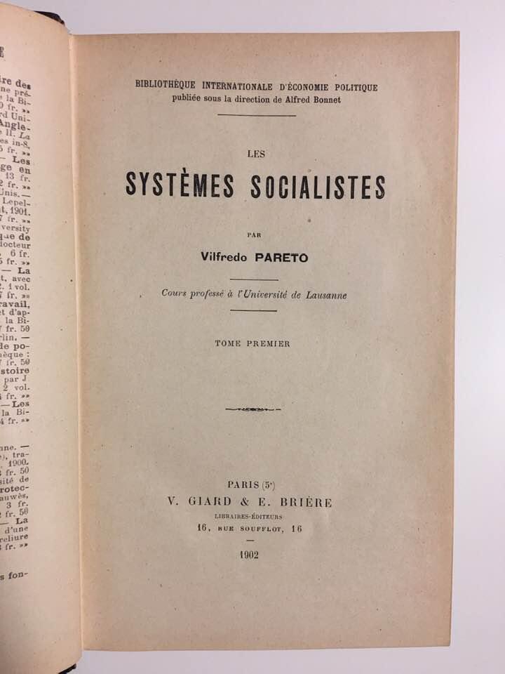 Les Systèmes Socialistes by PARETO, Vilfredo: Very Good Hardcover (1902 ...