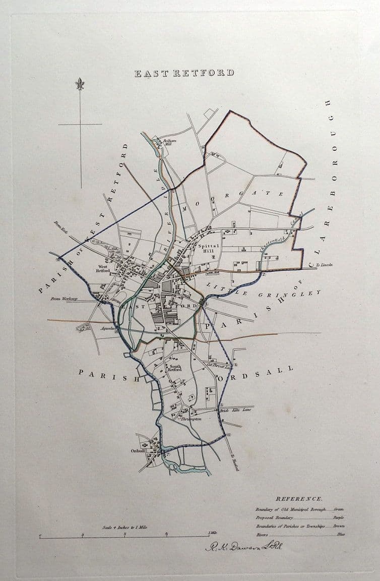 OLD ORDNANCE SURVEY MAP EAST RETFORD 1884 MARKET SQUARE THRUMPTON BALK FIELD 