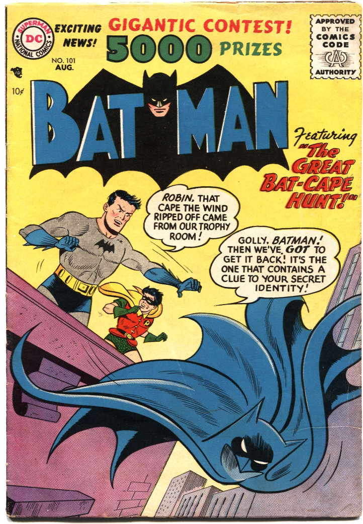 BATMAN #101-1956-THE GREAT BAT CAPE HUNT-ROBIN-MYSTERY ISSUE-DC-10 CENTS:  (1956) Comic | DTA Collectibles