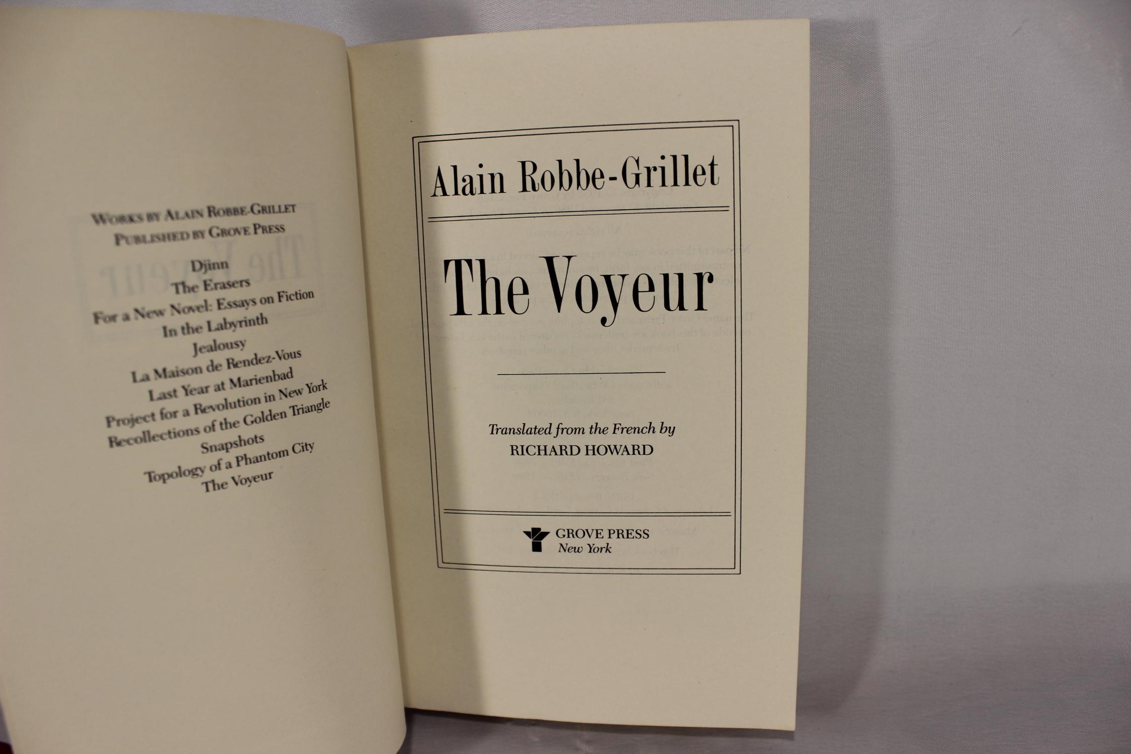 The Voyeur (An Evergreen Book) by Robbe-Grillet, Alain; Howard, Richard (Tr.) Very Good Plus Soft cover (1989) 1st Edition ShiroBooks image