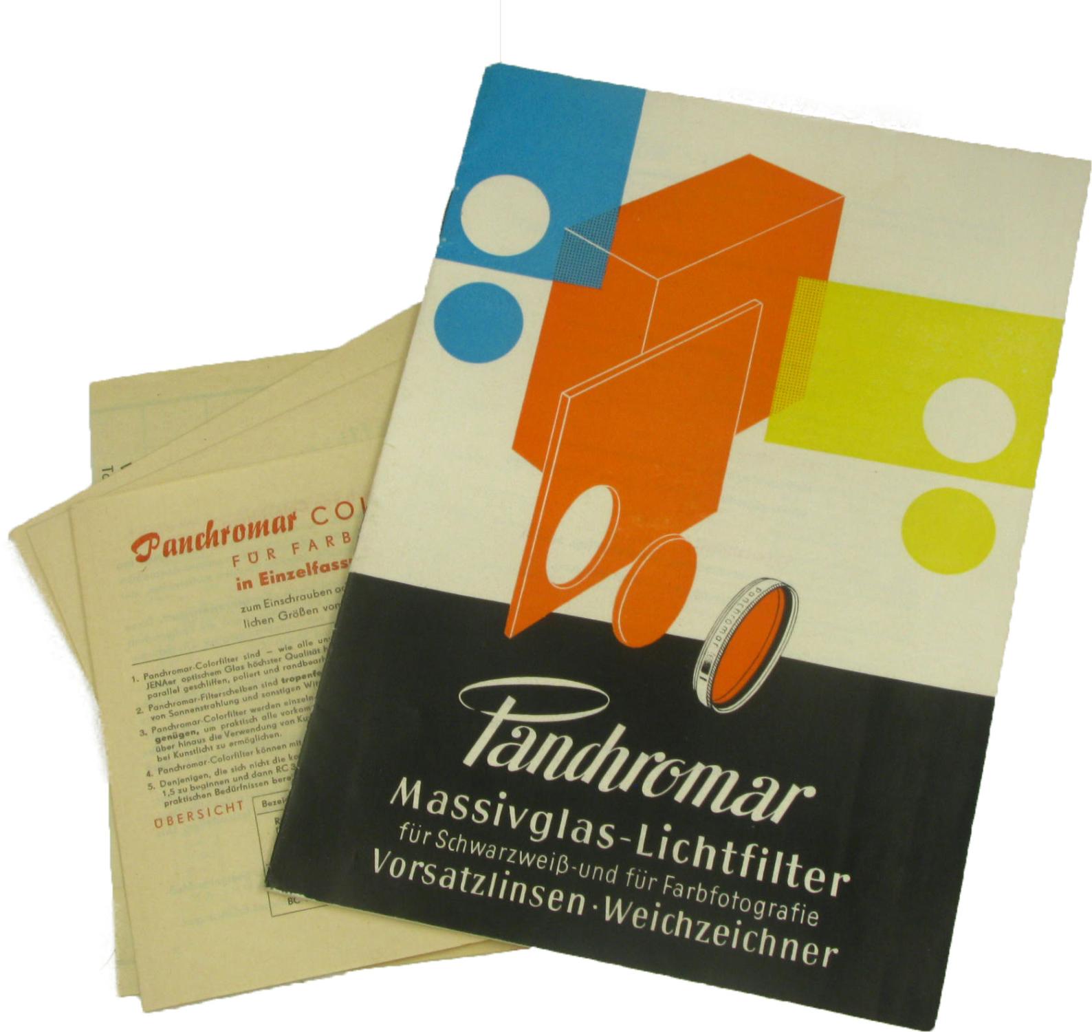 Panchromar Massivglas Lichtfilter Fur Schwarzweiss Und Farbfotografie Vorsatzlinsen Weichzeichner By Autorenkollektiv Ca 21 X 15 Cm Broschiert 1959 Versandantiquariat Hobald