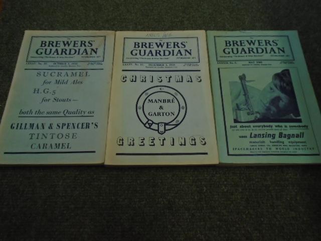 The Brewers' Guardian Incorporating "The Brewer and Wine Merchant" October 1956, December 1956 & May 1960 [3 Books] Binsted, Bernard D [editor] [ ] [