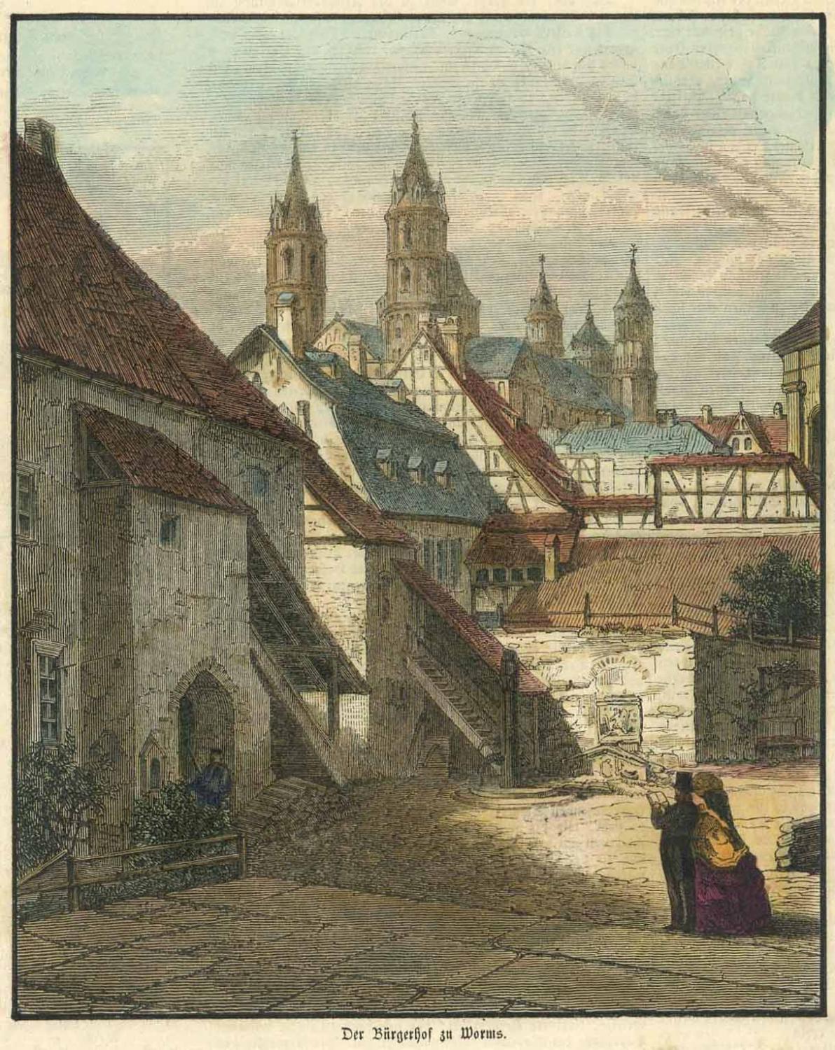 Burgerhof Mit Blick Auf Den Dom Der Burgerhof In Worms Von Worms Kunst Nbsp Nbsp Grafik Nbsp Nbsp Poster Antiquariat Norbert Haas