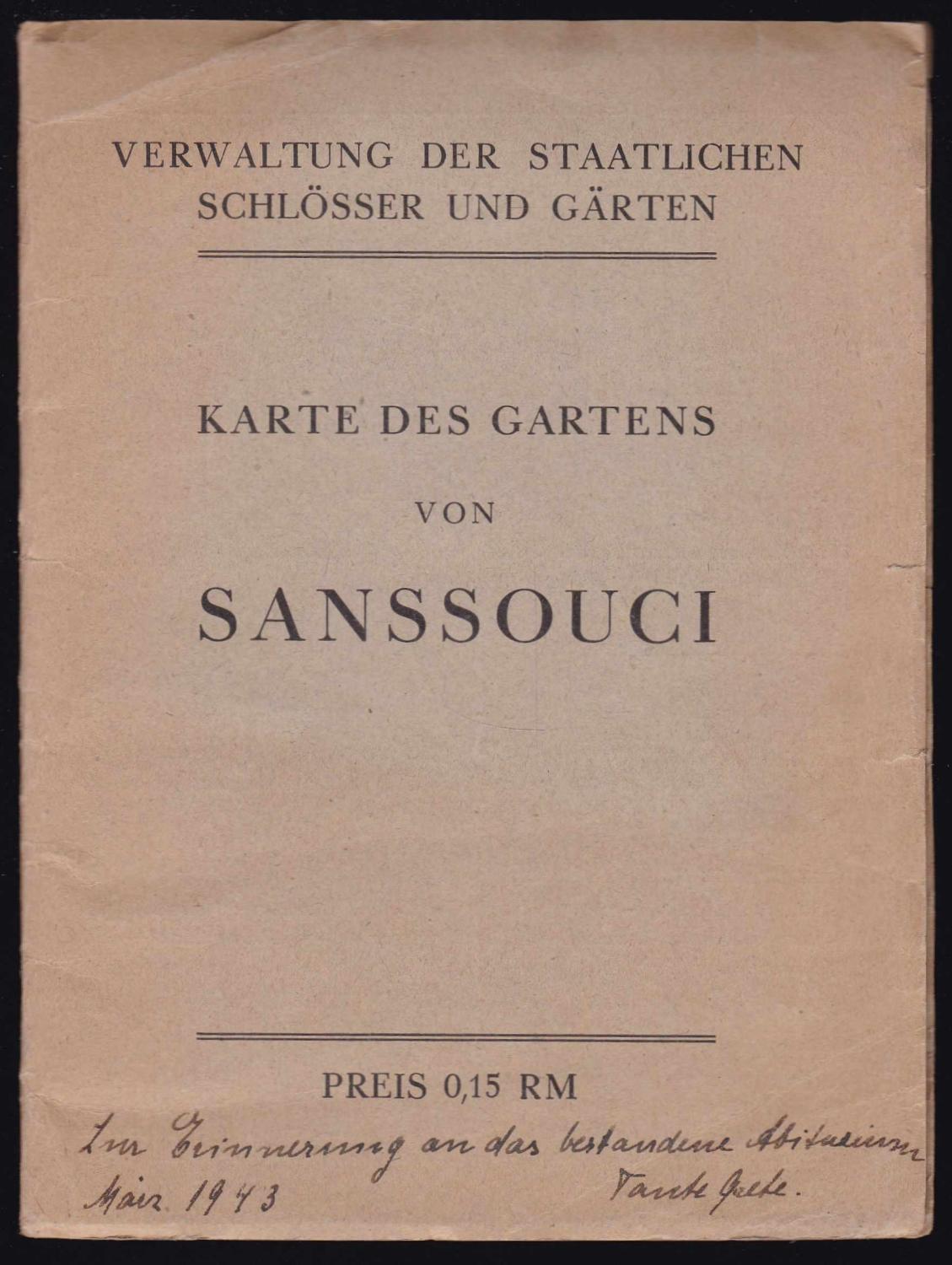 Karte des Gartens von Sanssouci. von Verwaltung der staatlichen