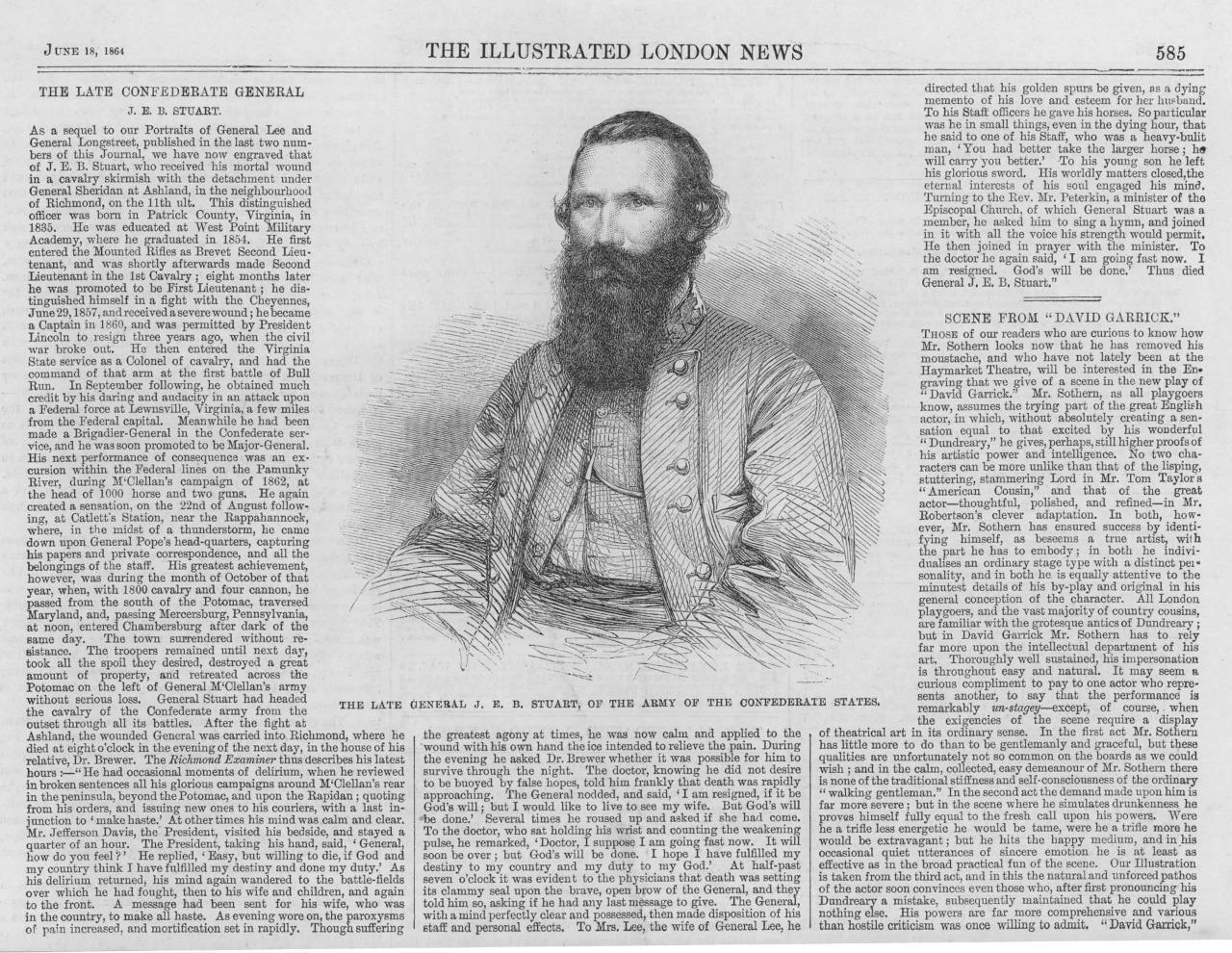 1864 Antique PORTRAIT Print General James Ewell Brown Stuart 1864-antique-portrait-print-general-james-ewell-brown-stuart