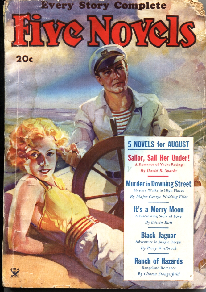 Five Novels Monthly Aug Adventure Pulp Spicy Good Girl Art Rare