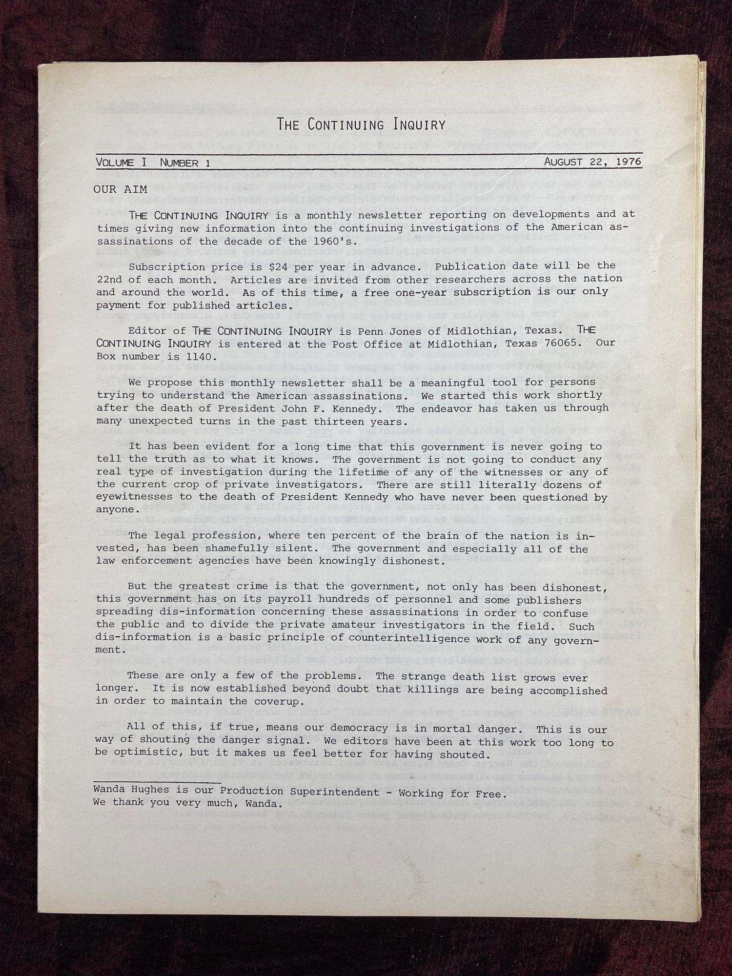 [JFK ASSASSINATION DEEP STATE CONSPIRACY THEORIES - ISSUE NO. 1]. The 