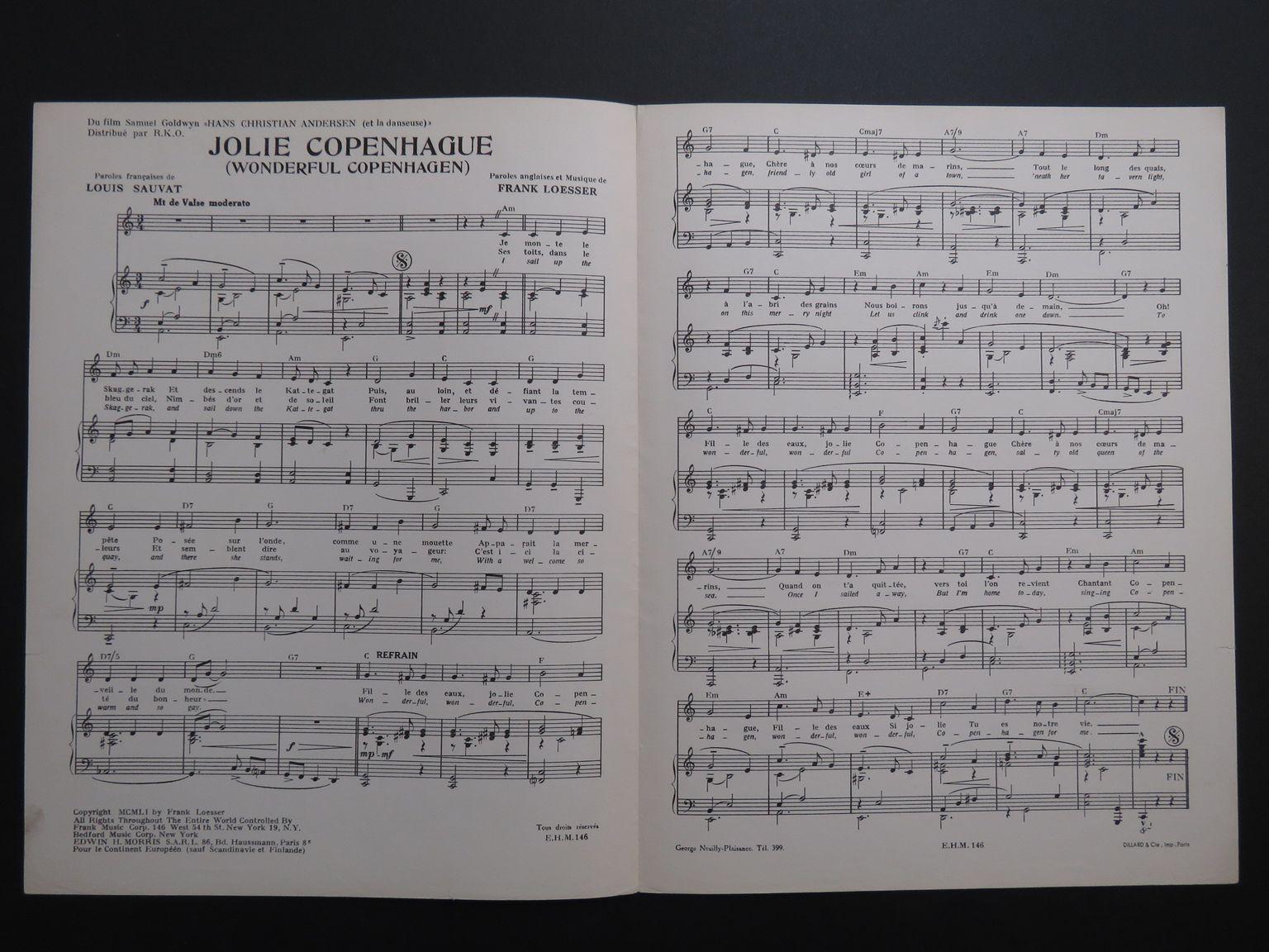 LOESSER Frank Jolie Copenhague Chant Piano 1951 LOESSER Frank Jolie Copenhague Chant Piano 1951 [ ]