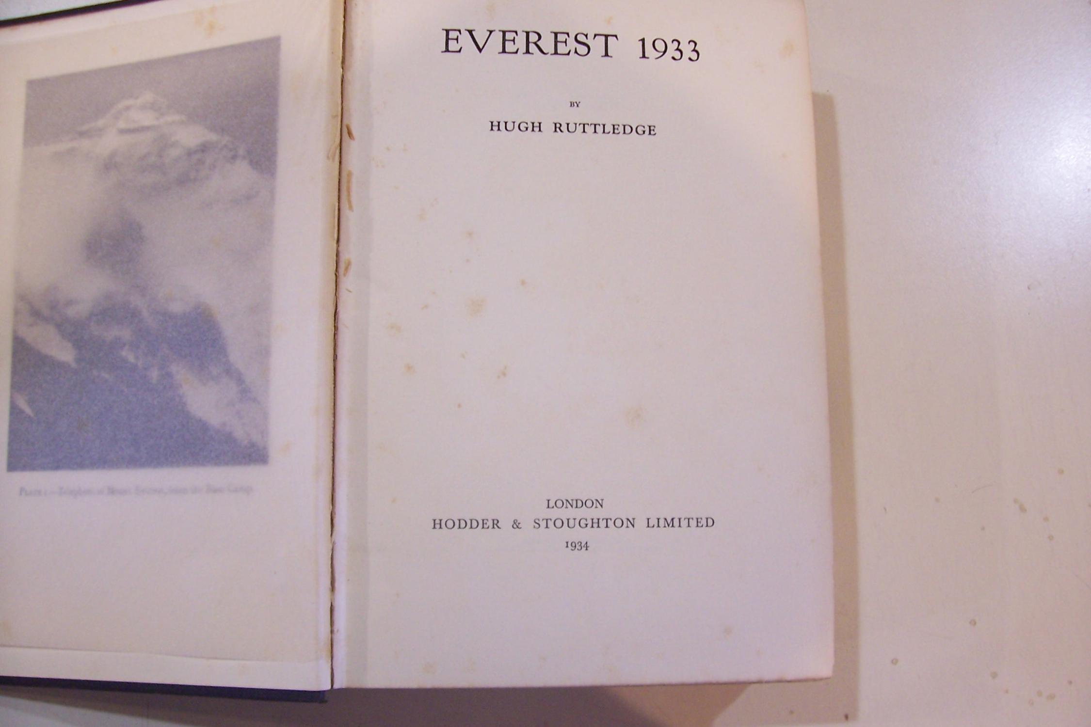 Everest 1933 by Hugh Ruttledge: Hardcover (1934) | Quaker House Books
