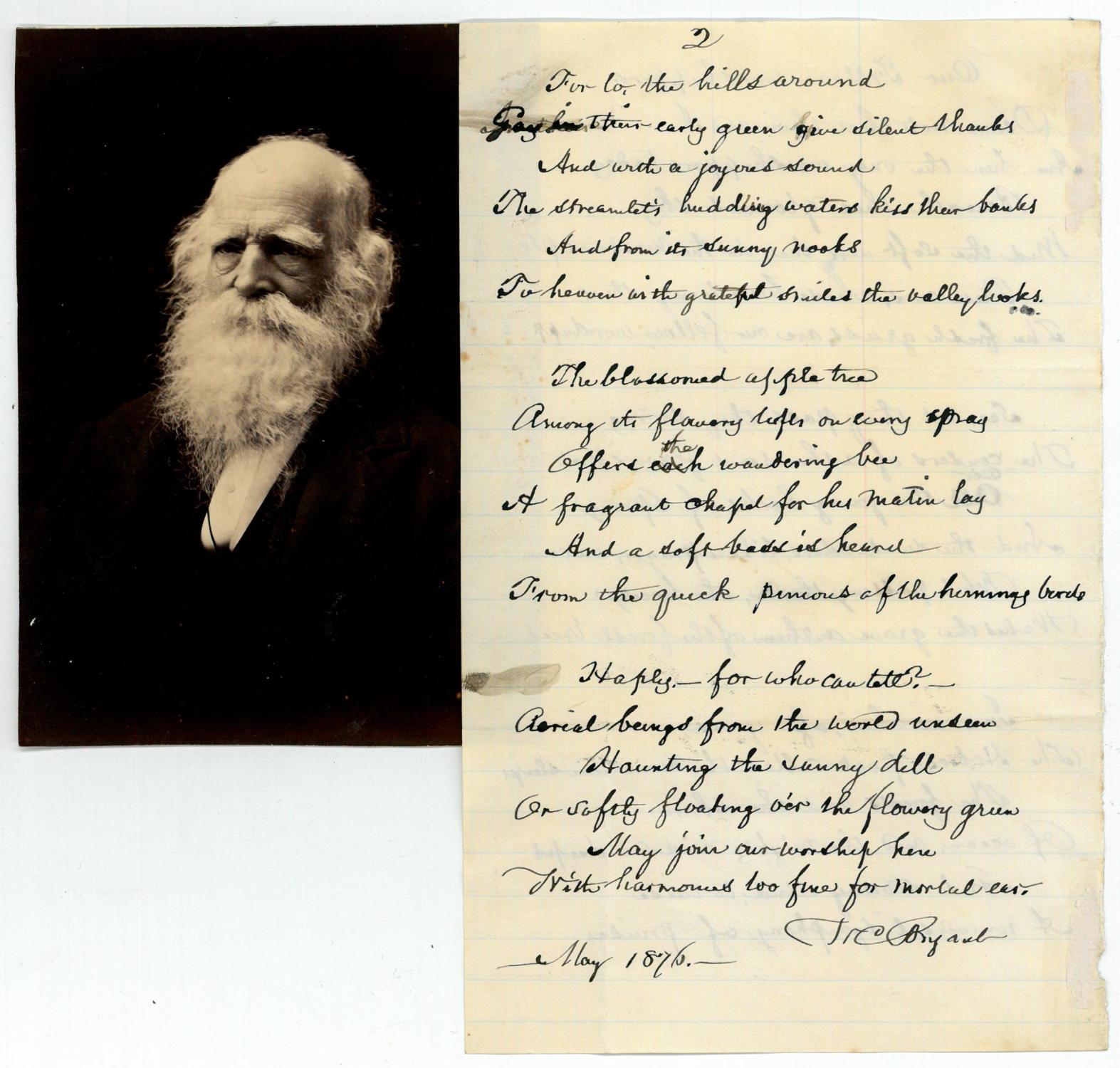 Autograph poem signed. von Bryant, William Cullen, American poet and ...