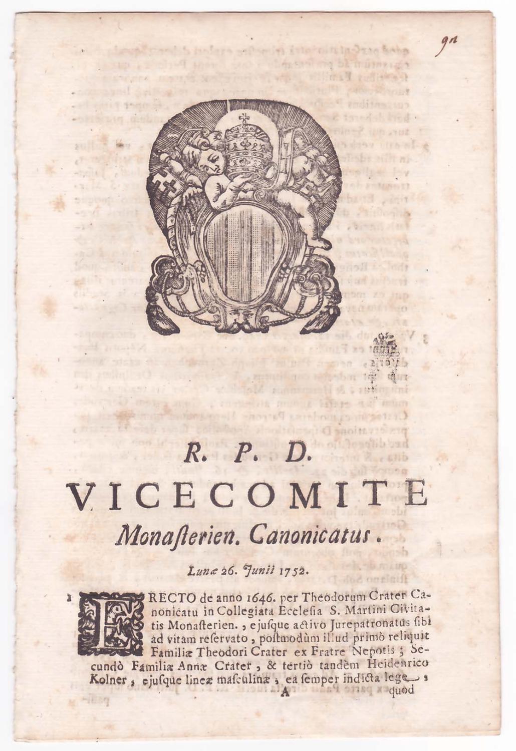 Abebooks R.P.D. Vicecomite Monasterien Canonicatus