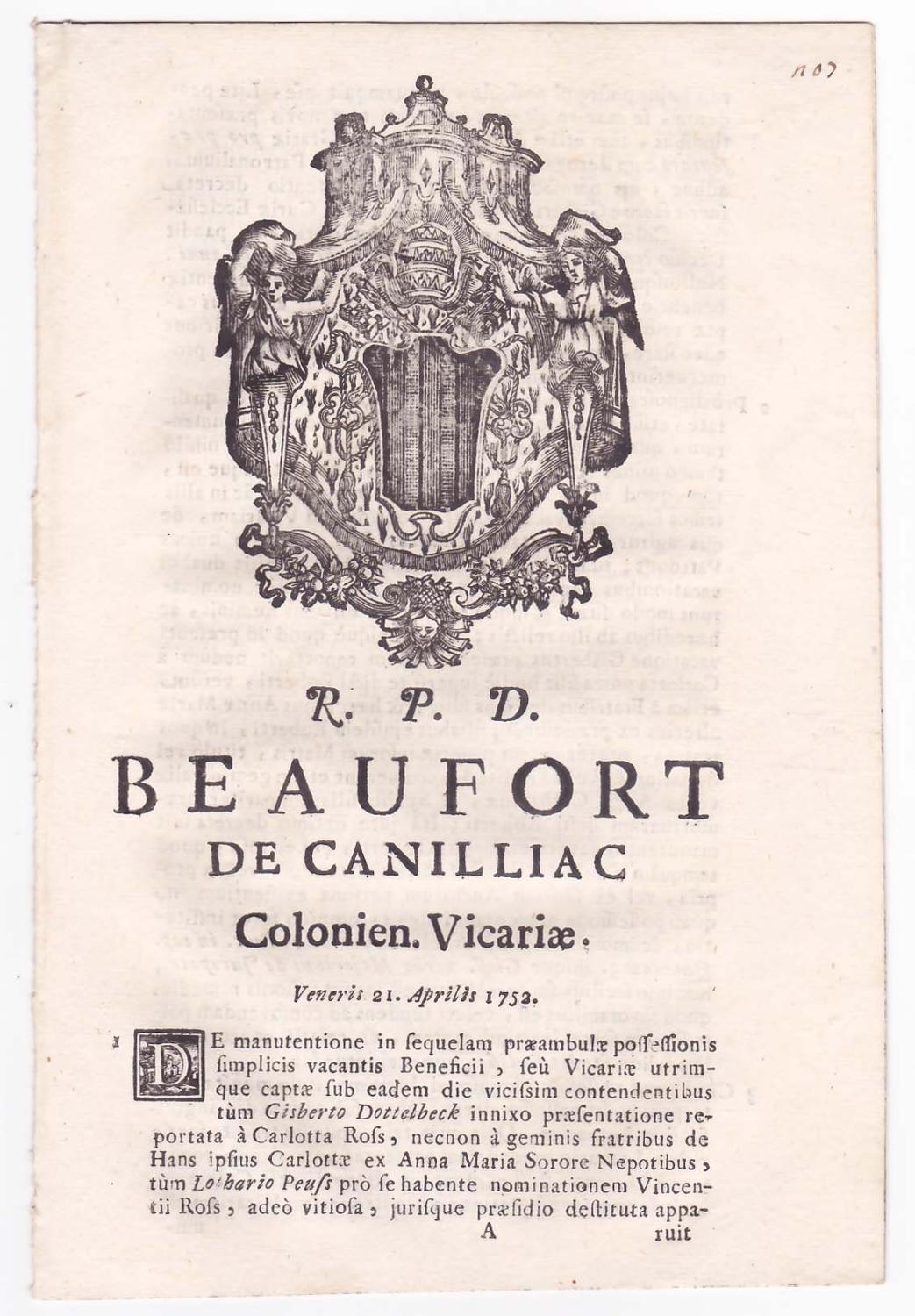 Abebooks R.P.D. Beaufort de Canilliac Colonien Vicariae