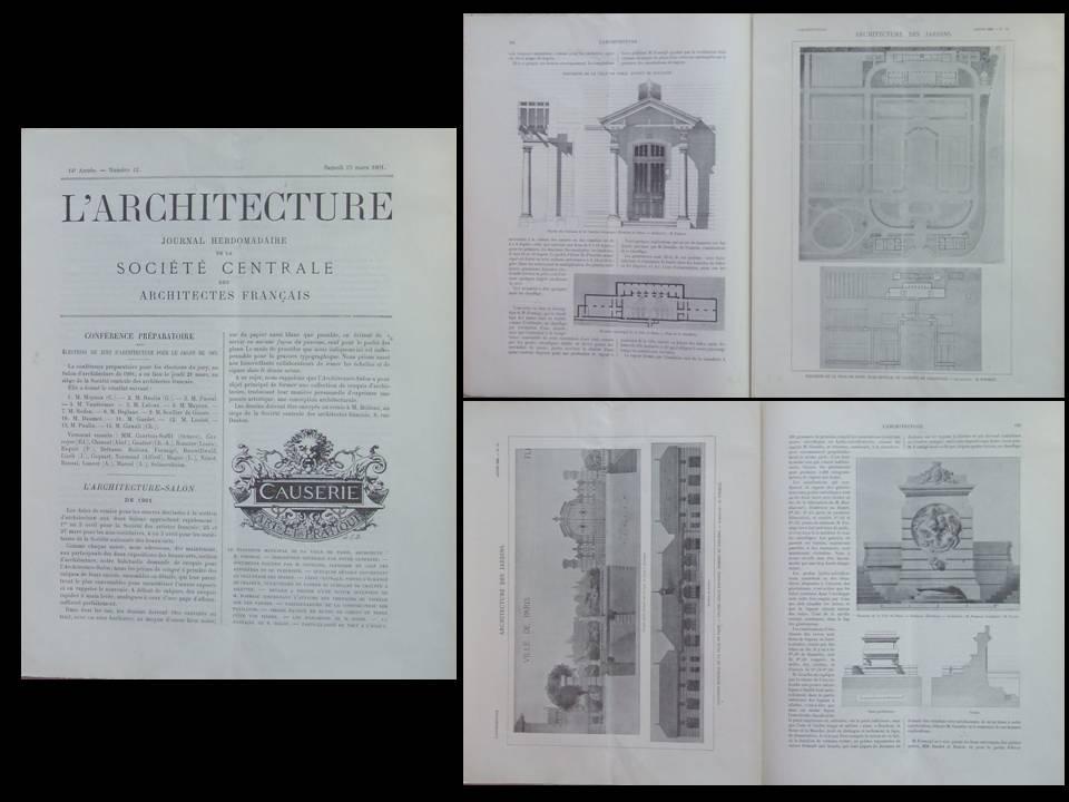 L'ARCHITECTURE N°12 1901 - JARDIN DES SERRES D'AUTEUIL, Formigé, FLEURISTE PARIS [Bon] [Couverture souple]