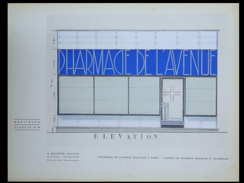 PHARMACY IN PARIS - 1930 POCHOIR - FRENCH ART DECO, HENRY DELACROIX, GOLBERG, PHARMACIE DE L'AVENUE [Assez bon]