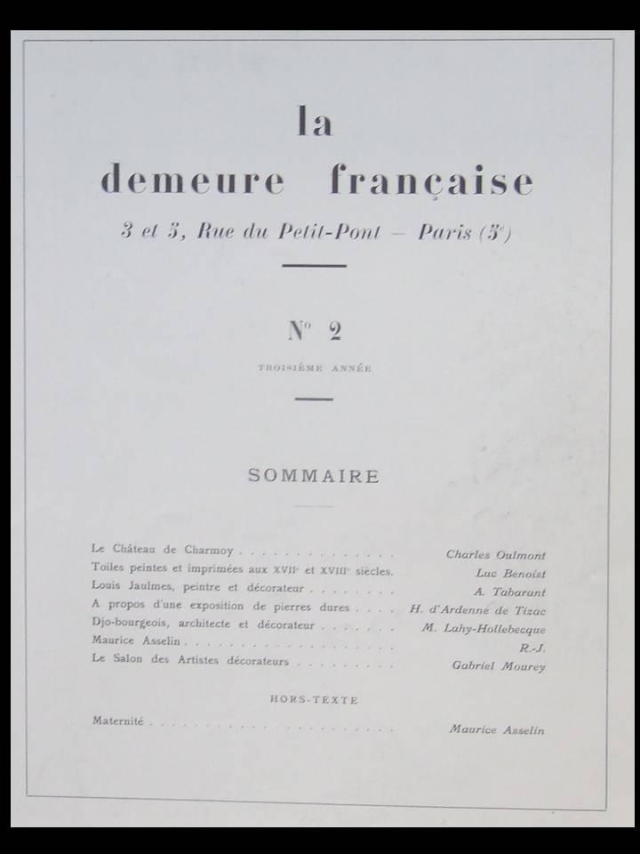 LA DEMEURE FRANCAISE n°2 1927 DJO BOURGEOIS, CHARMOIX, SOGNOT, LELEU ...