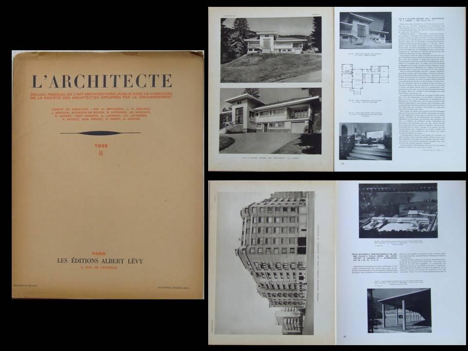 L'ARCHITECTE n°II 1935 VILLARS, ECOLE VIZILLE, PARIS 95 BD JOURDAN, 3 ...