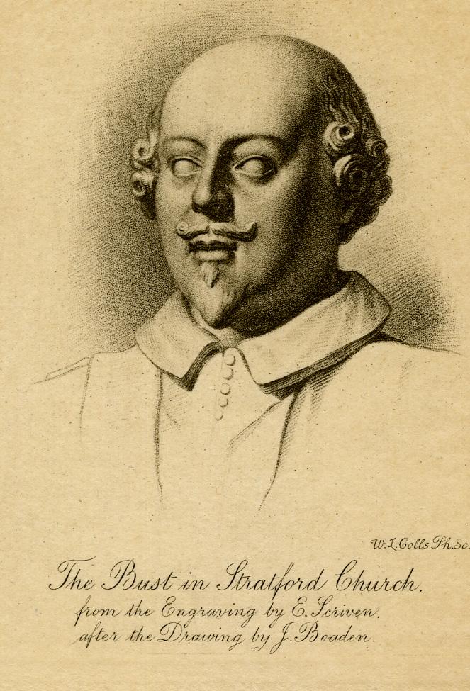 Antique Print-PORTRAIT-SHAKESPEARE-PLAYWRIGHT-STRATFORD-Scriven-Colls-ca. 1875 [Very Good]