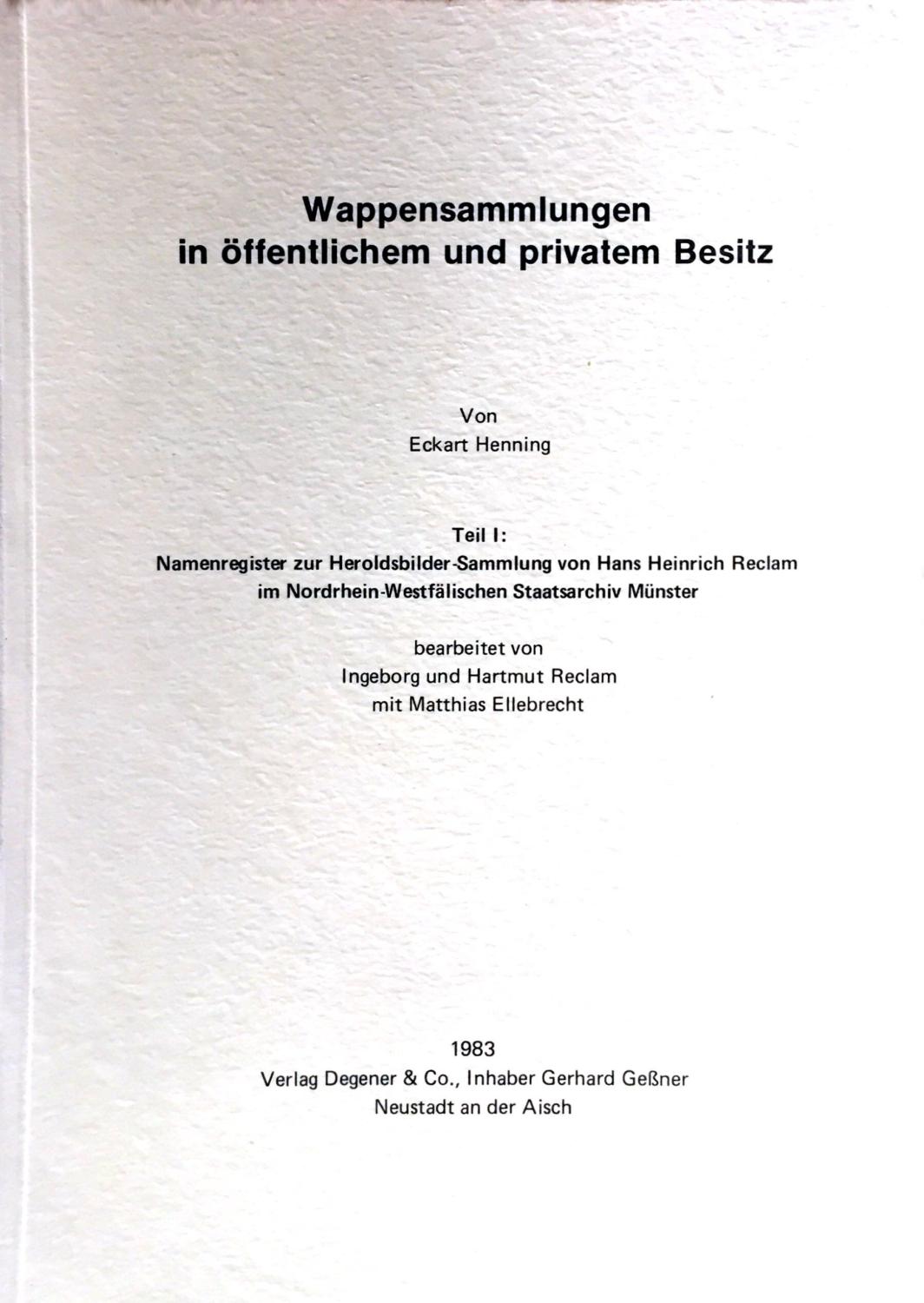 Wappensammlungen in öffentlichem und privatem Besitz (Genealogische Informationen)