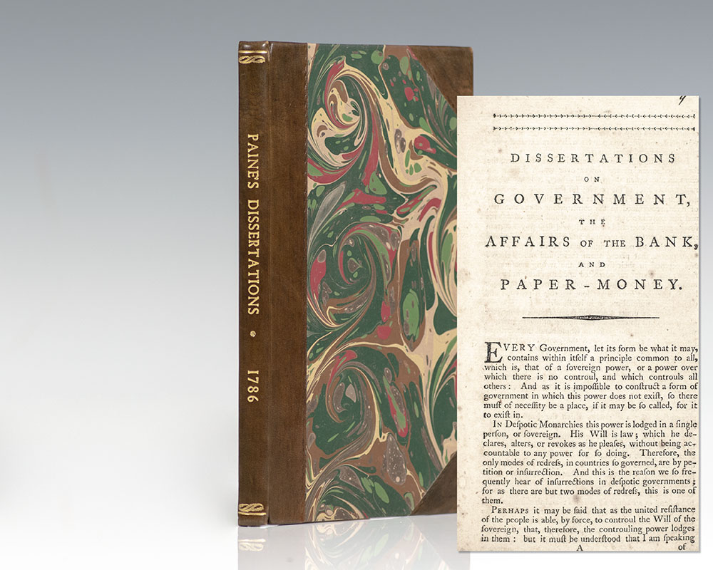 Dissertations on Government, the Affairs of the Bank, and Paper-Money. - Paine, Thomas