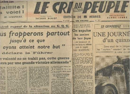 Le Cri du Peuple, Edition de 5h n°951 sam. 9 & dim. 10 oct. 43 ...