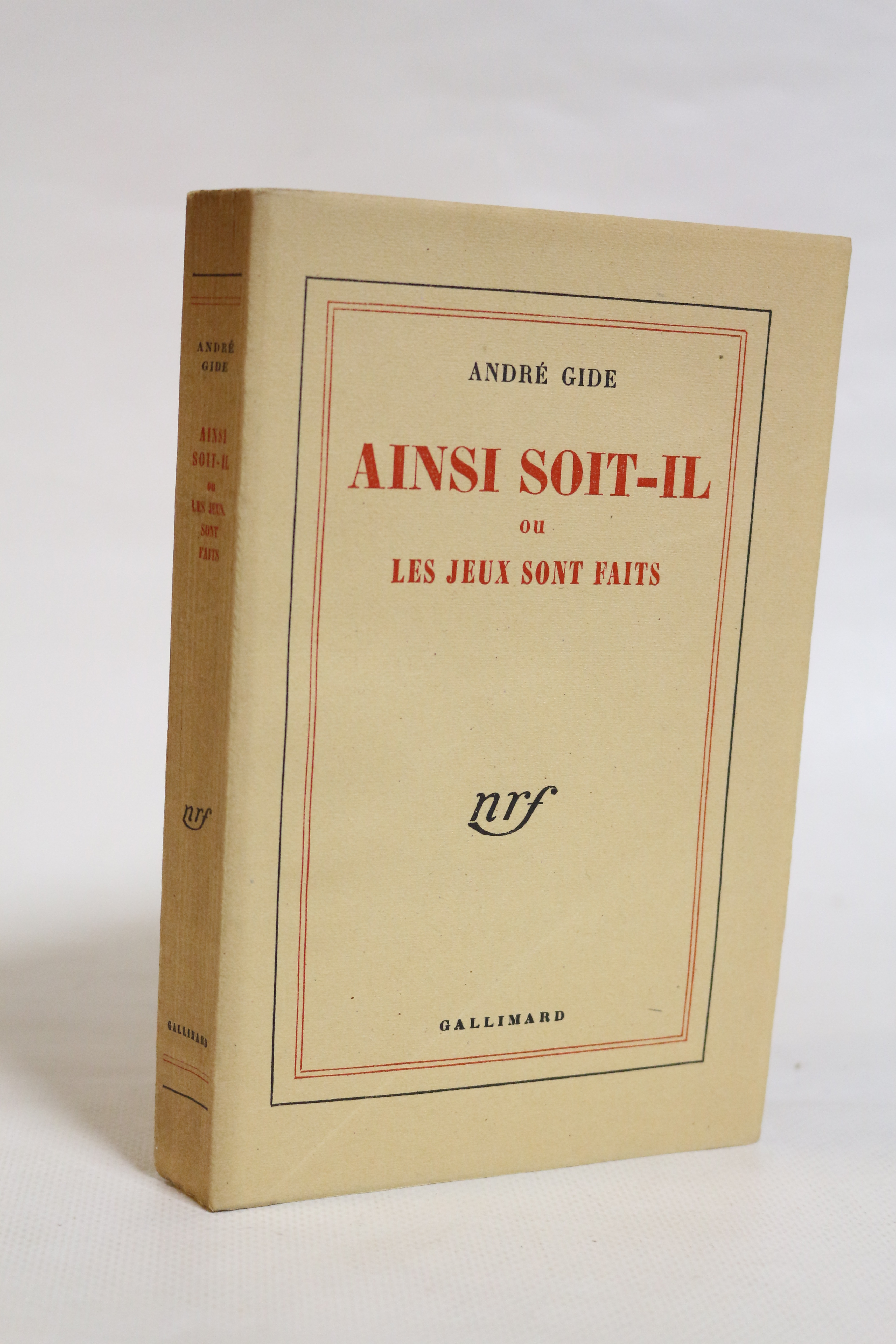 Ainsi soitil ou les jeux sont faits by GIDE André couverture souple (1952) Librairie Le Feu