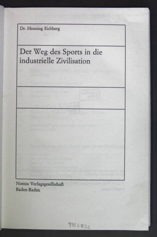 Der Weg des Sports in die industrielle Zivilisation. Planen ; Bd. 6. - Eichberg, Henning