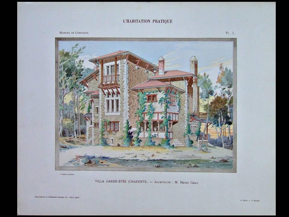 L'HABITATION PRATIQUE - MARS 1908 - COGNAC, GARDE EPEE, VILLA, GEAY, [Near Fine]