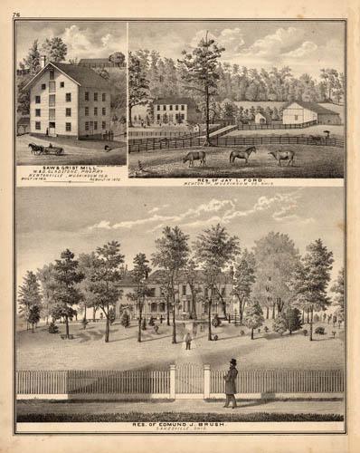 Saw & Grist Mill, W&D Gladstone, Newtonville, Muskingum Co., Ohio. Res. of Jay I. Ford, Newton TP, Muskingum Co., Ohio. Res. of Edmund J. Brush, Zane