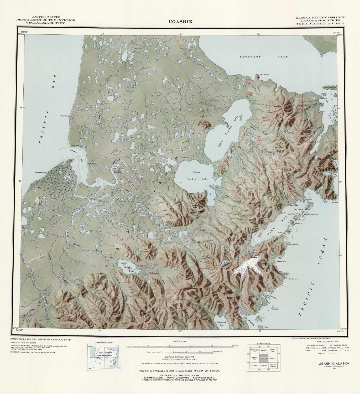 Ugashik (Alaska) by USGS: (1958) | Art Source ...