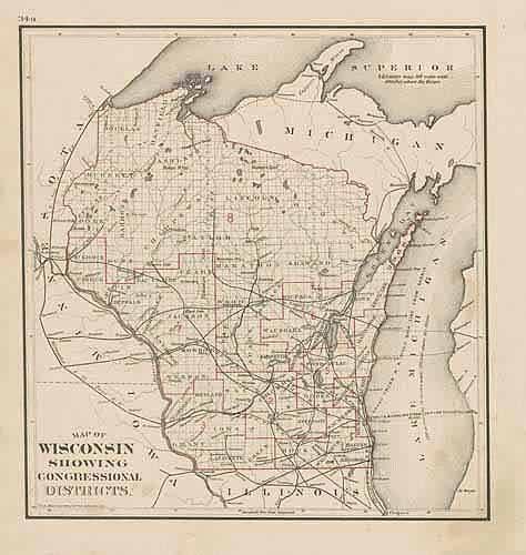 Map of Wisconsin Showing Congressional Districts: (1876)  Art Source International Inc.