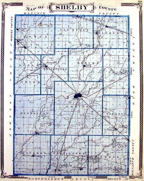 Map of Shelby County, Indiana by Baskin & Forster (1876) Art Source International Inc.