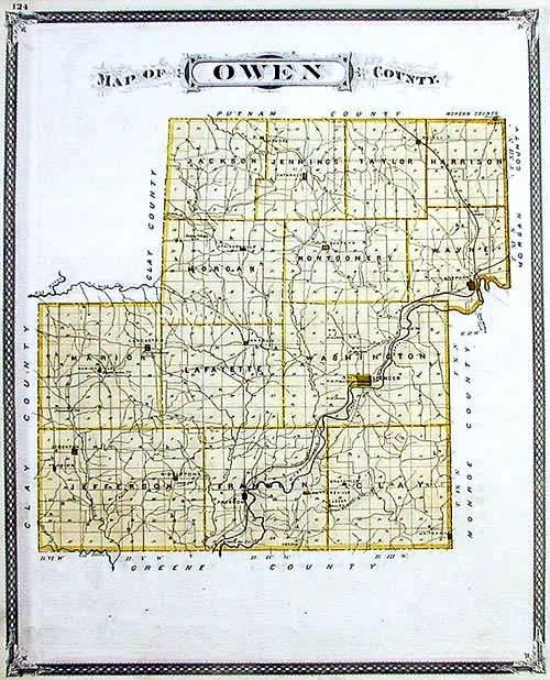 Map of Owen County, Indiana by Baskin & Forster (1876) Art Source