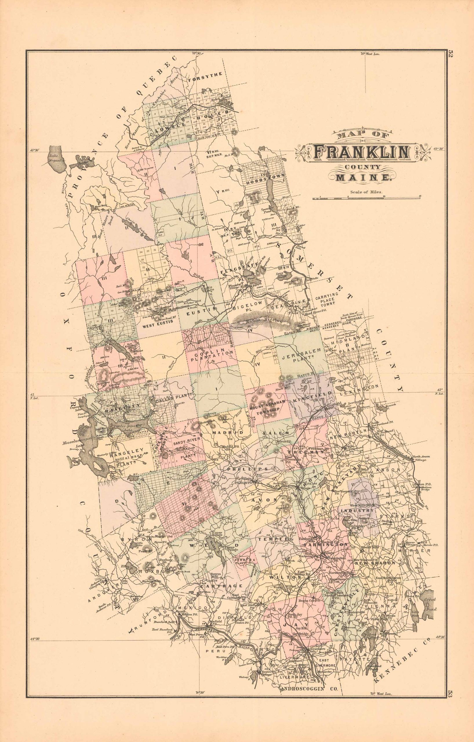 Colby's 1884 Map of Franklin County Maine by N. Colby & Company