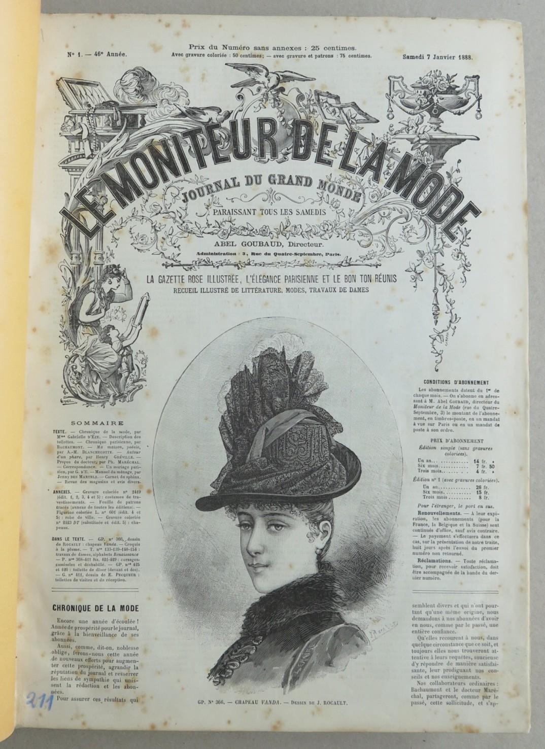 Le Moniteur De La Mode Journal Du Grand Monde Paraissant Tous Les Samedis 18 No 1 52 46e Annee By Goubaud Abel Ed 18 Antikvariat Valentinska