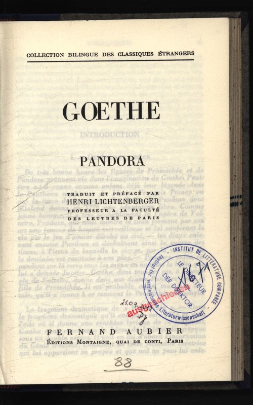 Pandora. - Goethe,