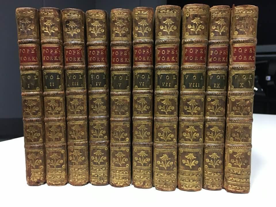 The Works of Alexander Pope in Ten Complete Volumes with his last corrections, improvements & additions together with all his notes, as they were delivered to the Editor a little before his death; Printed verbatim from the Octavo Edition of Mr. Warburton - POPE, Alexander