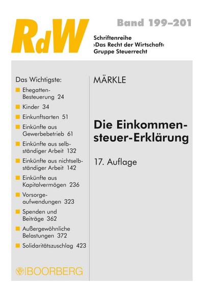 Die Einkommensteuer-Erklärung (Schriftenreihe RdW) - Rudi W. Märkle