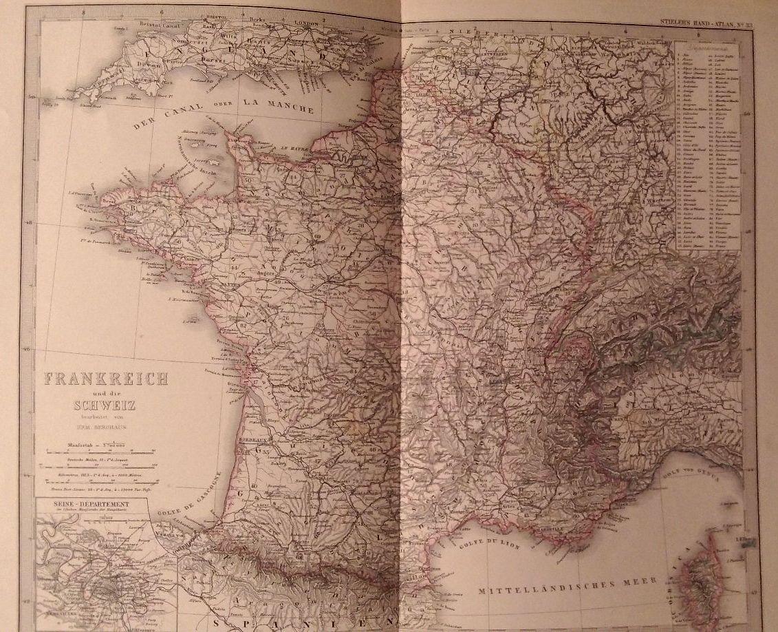 Frankreich und die Schweiz by Bergius, Hrm. ( bearbeitet von ): (1879) Map  Klaus Kreitling