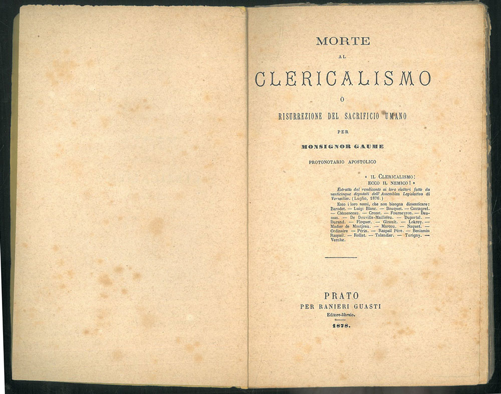Abebooks Morte al clericalismo o risurrezione del sacrificio umano