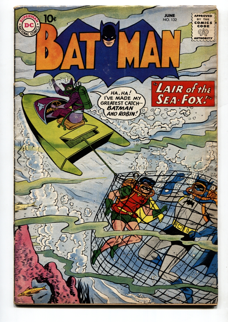 Batman #132 Robin - Scuba cover- Sea Fox DC Silver Age 1960 VG+: (1960)  Comic | DTA Collectibles